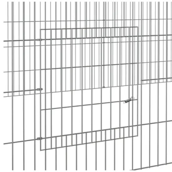 vidaXL 4-Panel Rabbit Cage Animal Playpen - Outdoor Galvanized Iron Enclosure - Silver, 170.5"x42.9"x21.3" image {5}