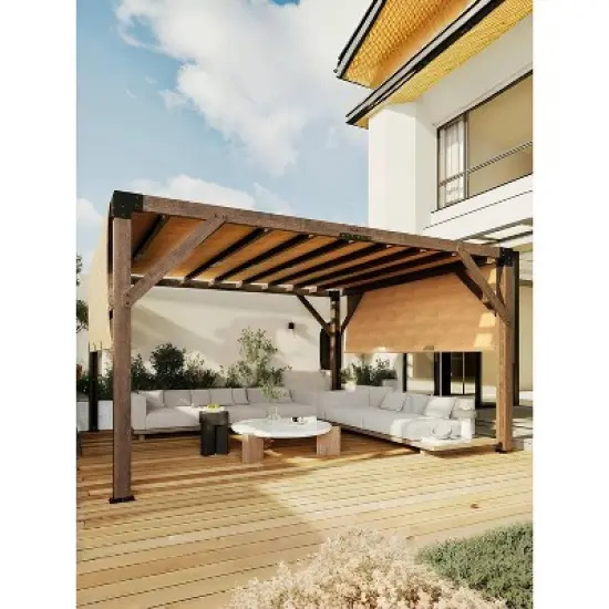 GustoWave 12'X 14' Outdoor Durable & Rot Resistant Wooden Pergola for Backyard, Garden, Deck image {6}