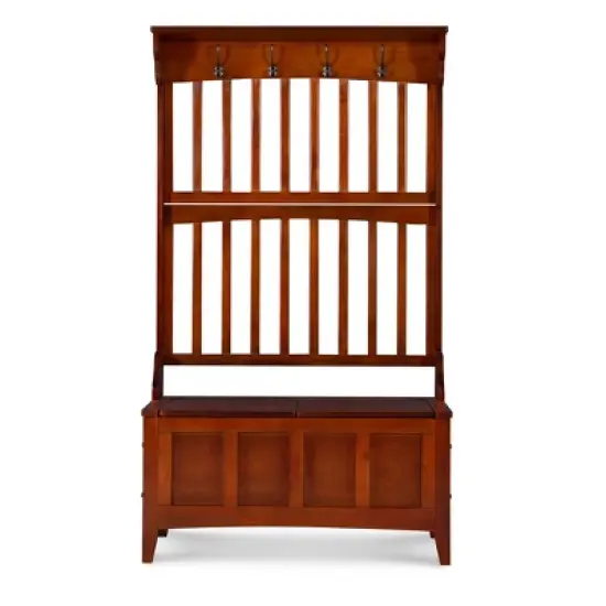 Misson Hall Tree with Storage Bench Walnut - Linon image {1}