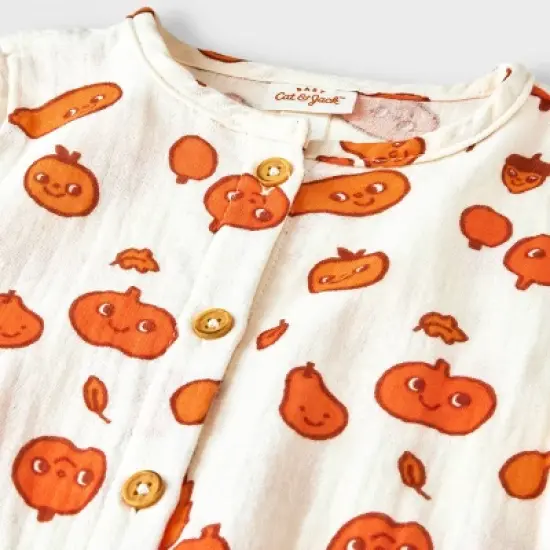 Baby Autumn Gauze Long Sleeve Romper - Cat & Jack&trade; Cream image {2}