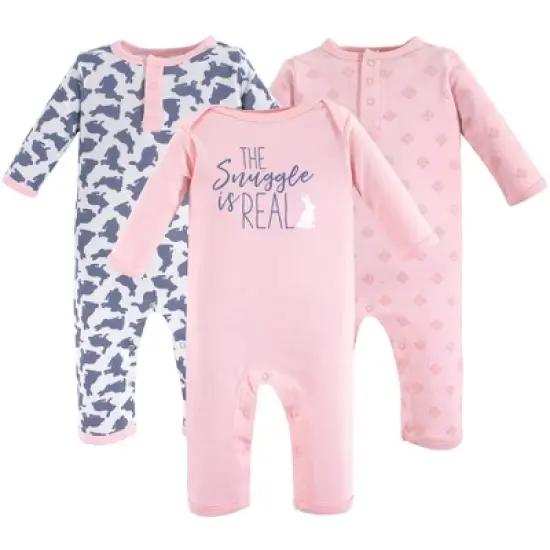 Yoga Sprout Baby Girl Cotton Coveralls 3pk, Snuggle Bunny image {1}
