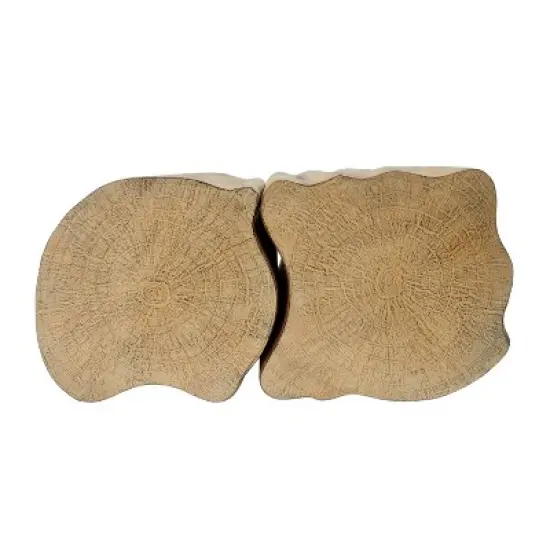 2-in-1 Irregular MGO End Table, Split Design, Small Space Friendly,Indoor Outdoor Use,Natural Color image {11}