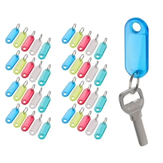 Unique Bargains Tough Plastic Label Window Double Sided Key Tags Blue Green Red Clear Yellow 50 Pcs image {2}