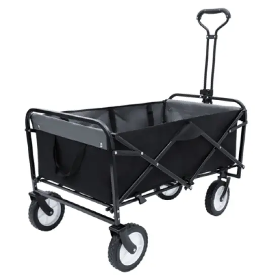 DSVIMOY Multi-use Bag Collapsible Foldable Wagon Cart, Beach Wagon Grocery Cart with Liner Bag and Cover, Black, 35.04"*21.65"*38.98" image {4}