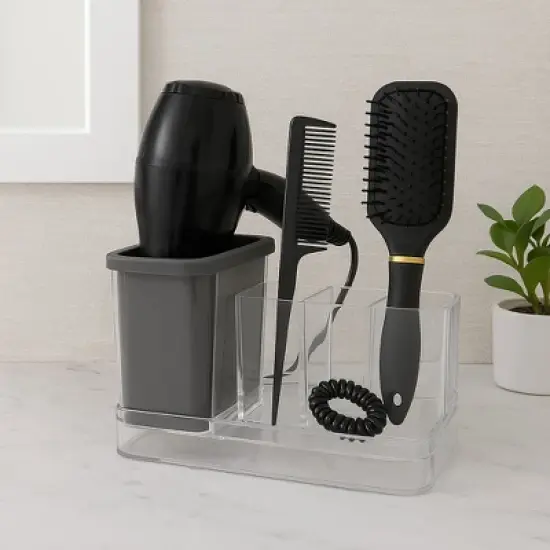 OnDisplay Acrylic Hair Tool & Makeup Organizer with Silicone Liner for Bathroom Vanity image {2}