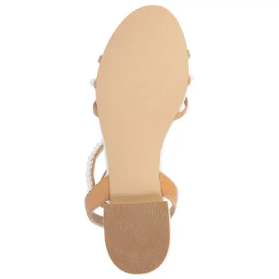 Journee Collection Womens Tulsi Faux Pearl Ankle Strap Covered Block Heel Sandals image {4}