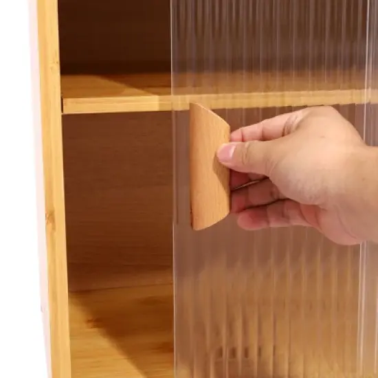 YIYIBYUS Small Kitchen Pantry Cabinet, Wall Sideboard with Glass Doors image {5}