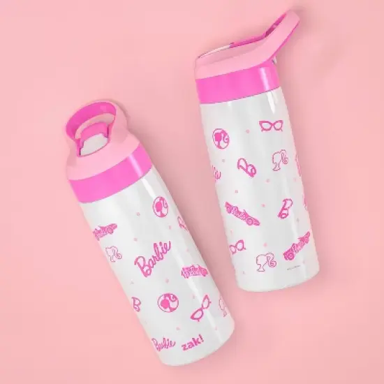 Zak Designs 19 fl oz Stainless Steel Vacuum Insulated Riverside Barbie Water Bottle: Kids & Toddler Pink Drinkware image {6}