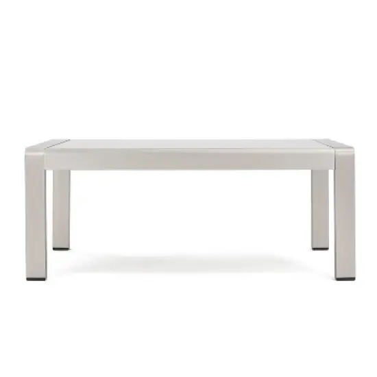 GDFStudio Crested Bay Outdoor Aluminum and Tempered Glass Coffee Table image {3}