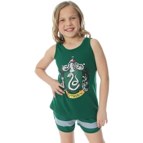 Harry Potter Big Girls' Hogwarts House Crest Racerback Tank and Shorts Pajama Lounge Set image {9}