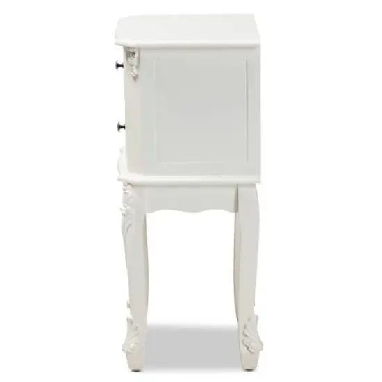 2 Drawer Sophia Wood Nightstand White - Baxton Studio image {3}