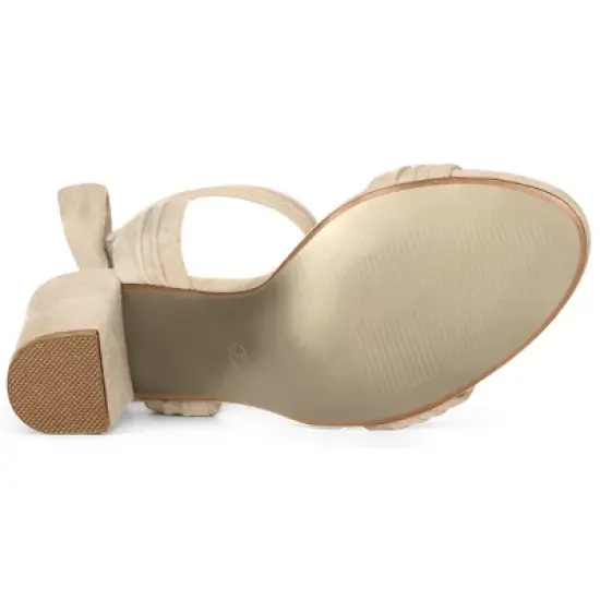 Allegra K Women's Open Toe Ankle Tie Back Chunky Heel Sandals image {4}