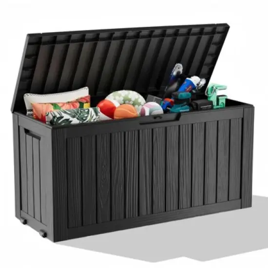 Chic Crate 75-gal Water Resistant Resin Lockable Deck Box - Black image {6}