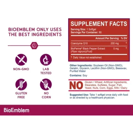 BioEmblem CoQ10 Supplement - 90 Count image {3}