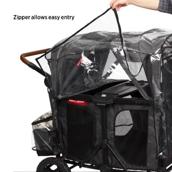 Radio Flyer Rain Cover with Bag for Voya XT Quad Stroller Wagon - Clear/Black image {2}