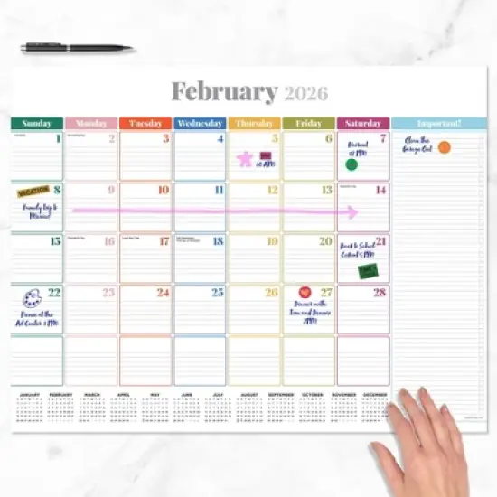 TF Publishing 22.5"x17.5" 2026 Rainbow Blocks Large Desk Pad Monthly Blotter Calendar image {1}