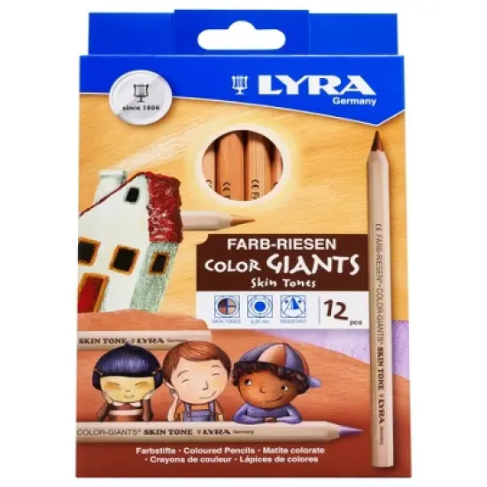Lyra Color Giant Colored Pencils, 6.25mm, Skin Tones, 12 Colors image {1}