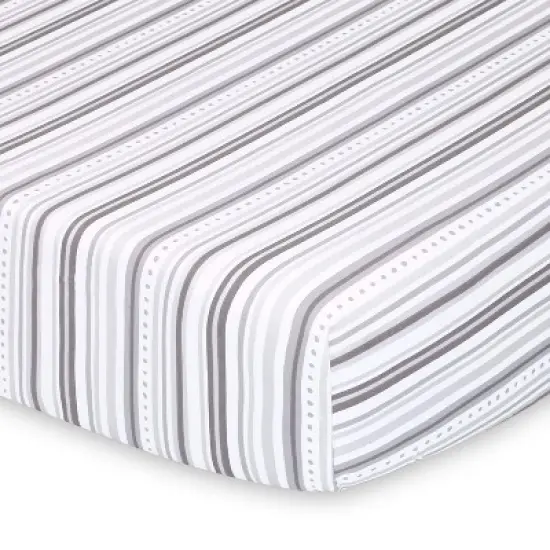 The Peanutshell Dino and Elephant Stripes Fitted Crib Sheets for Boys or Girls, 6-Pack Set | Blue, Grey image {7}