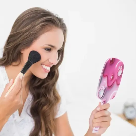 Unique Bargains Durable Square Handheld Mirror Rose Red Pink 1 Pc image {2}