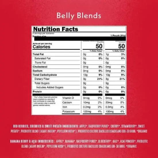 Once Upon a Farm Belly Blends Fruit Pouches Variety Pack - 12.8oz/4ct image {2}