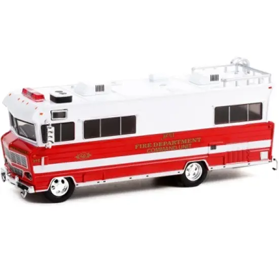 1973 Winnebago Chieftain White & Red "Joliet Fire Dept Command Unit" (Illinois) H.D. Trucks 1/64 Diecast Model Car by Greenlight image {1}
