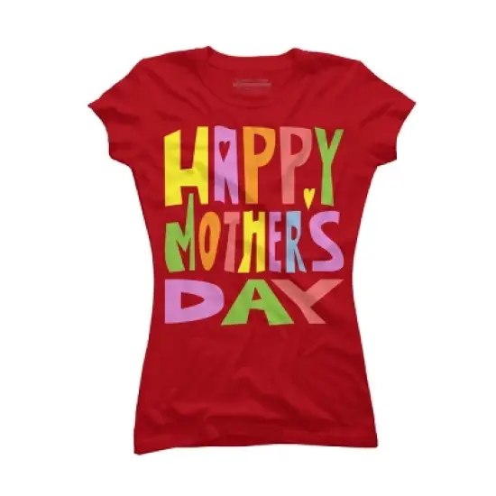 Junior's Design By Humans Happy Mother's Day Colorful Text By Yunta T-Shirt image {6}