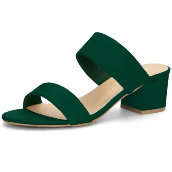 Allegra K Women's Block Heel Dual Straps Slide Sandals image {17}