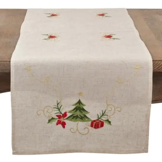 Saro Lifestyle Table Runner With Embroidered Christmas Design image {4}
