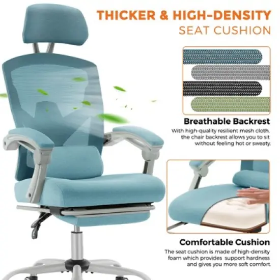 DOMETOUR Gaming Ergonomic Foot Rest Reclining, High Back Mesh Home Office Computer Desk Chair image {8}