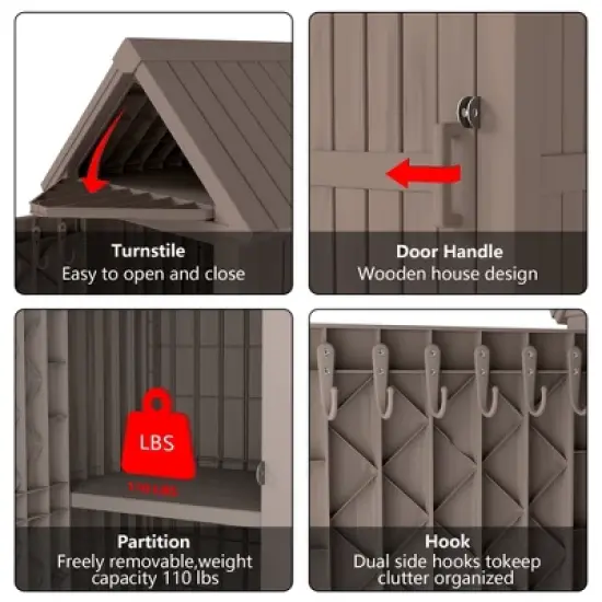 Decksplore 1.67 ft. W x 2.16 ft. D Outdoor Storage Resin Shed Lockable Resin Garden Shed for Backyard(21.12 cu ft） image {5}