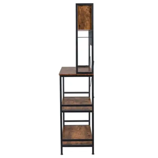 Karl Home 5-Tier Kitchen Bakers Rack with 10 S Hooks and 3 Cubes Rustic Brown image {5}