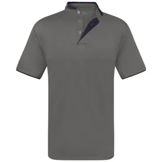 Men's Short Sleeve Henley Polo Shirt with Contrast-Trim image {7}