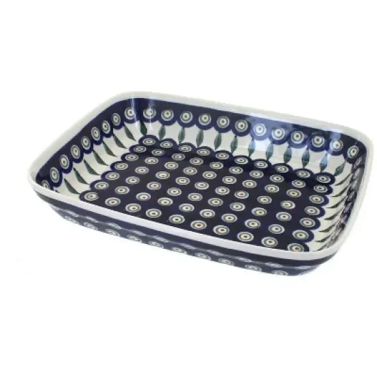 Blue Rose Polish Pottery 370 Zaklady Small Rectangular Baker image {6}