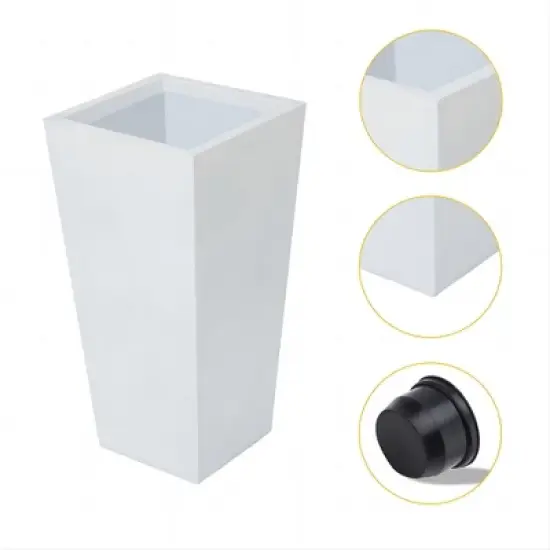LuxenHome Square Tapered 24.2" Tall Planter White image {5}