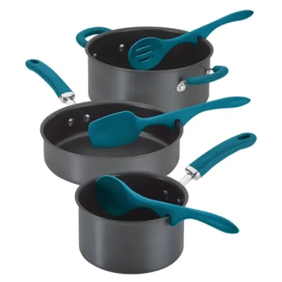 Rachael Ray 3pc Silicone Lazy Tools Set Marine Blue: Kitchen Utensil Set with Spoon, Slotted Spoon & Spoonula image {4}
