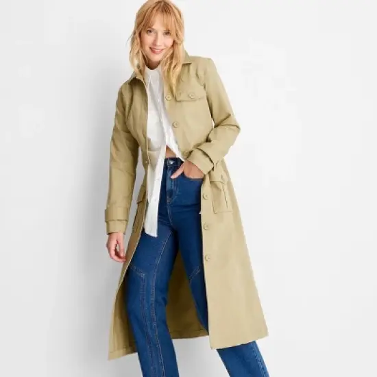 Women's Long Sleeve Belted Trench Coat -  Future Collective&trade; with Reese Blutstein Khaki image {2}