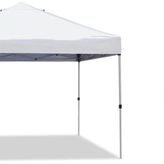 Z-Shade Angled Leg Canopy Tent with Push Button Locking System and 4 Pack of 5 Pound Plastic Concrete Filled Leg Weight Plates, White image {3}