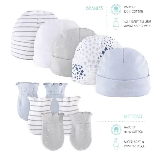 The Peanutshell Baby Girl or Boy Cotton  Layette Set or Gift Set, To The Moon, 23-Pieces, Blue/Gray, 0-3 Months image {4}