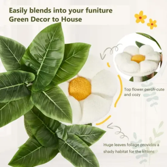 EROMMY Cat Tree Tower, Coconut Palm Tree with Sisal Scratching Post for Indooor Cats, Green image {5}