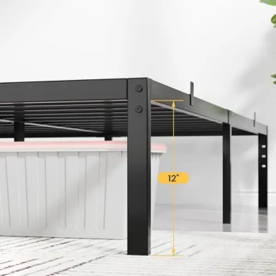 Whizmax 14 Inch Bed Frame with Storage,Metal Platform Bed Frame No Box Spring Needed Steel Slat Support, Black image {3}