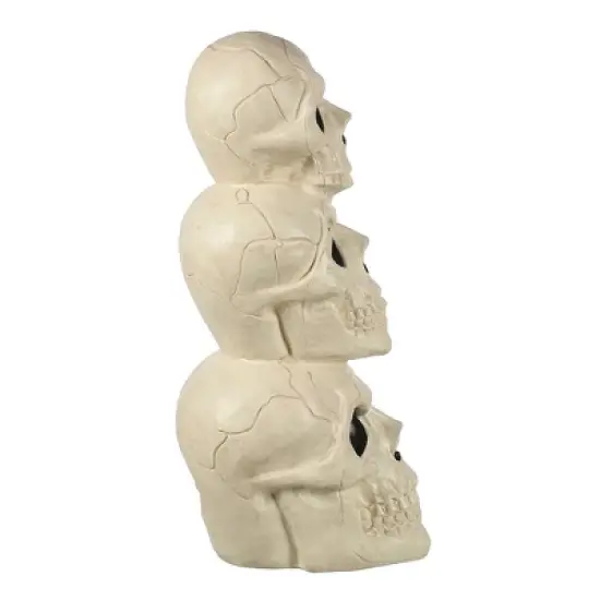 BOO BOX Stacked Skulls with LED Eyes and Sound, 27.5" Scary Skeleton Halloween Decoration for Home, Porch, or Yard Indoor Outdoor image {2}