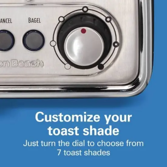 Hamilton Beach Modern Chrome 2-Slice Toaster - 22785: Stainless Steel, Bagel & Defrost Options, Extra Wide Slots image {7}