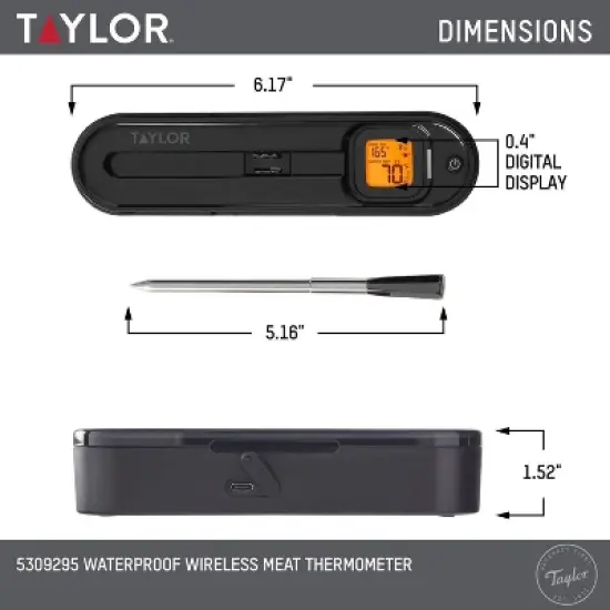 Taylor Bluetooth App Wireless Digital Cooking Kitchen Meat Thermometer: Stainless Steel Probe, Smartphone Controlled,&nbsp;SMARTTHERMO App image {3}
