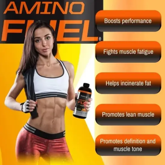 Twinlab Amino Fuel Liquid Orange Rush - Caffeine Free Pre & Post Workout Amino Energy Drink with BCAA & Collagen Peptides - 16 fl oz image {3}