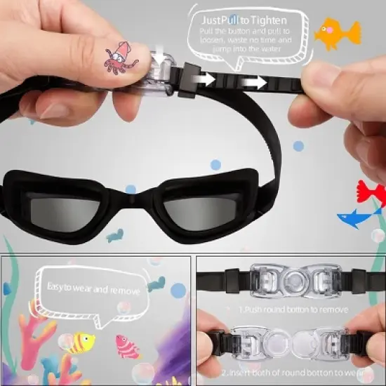 Link Active Kids Swim Goggle With Fast Clasp Technology UV Protection Leak & Fog Proof Wide View Boys & Girls Ages 3-9  2 Pack image {4}