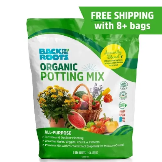Back to the Roots 6qt Organic Potting Mix All Purpose: OMRI Certified, for Patio & Garden image {2}