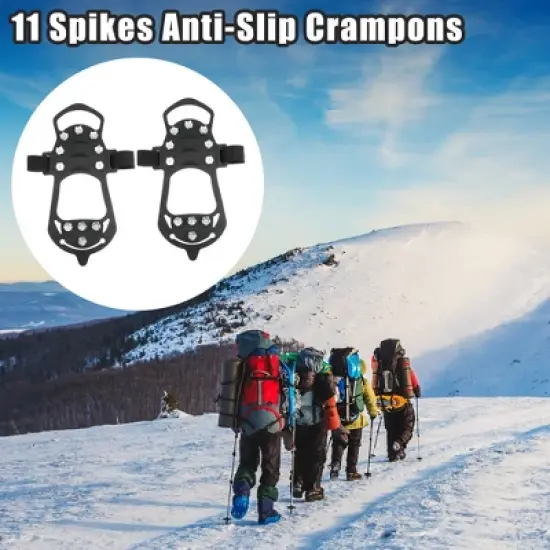 Unique Bargains Crampons Ice Cleats Shoes Spikes Grips Traction Black 1 Pair image {1}