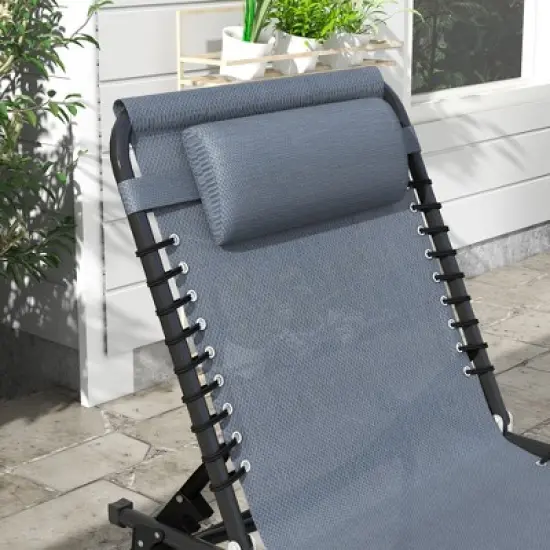 TIRAMISUBEST 4-Position Folding Chaise Lounge Chair with Breathable Mesh for Beach, Pool, Patio & Backyard - Gray image {7}