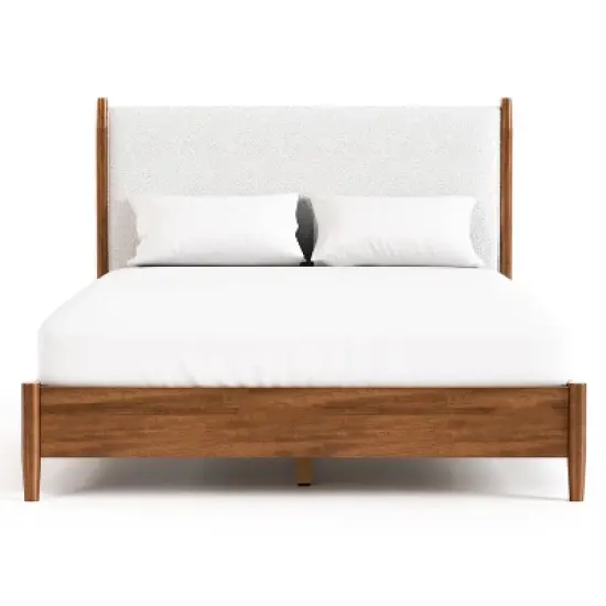 HOMES: Inside + Out 3pc King Riverstone Mid-Century Modern Boucle Bedroom Set with 2 Nightstands Walnut image {15}