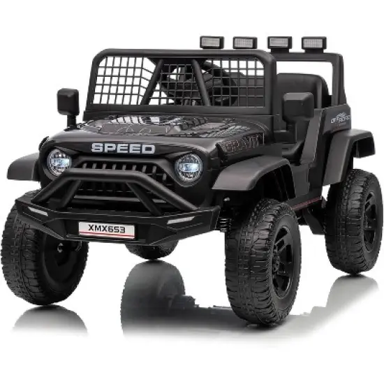 12V Kids Electric Ride-On Truck - Parent Remote Control, 3 Speed Settings, LED Lights & Music Player for Children Ages 3-6 Years image {8}